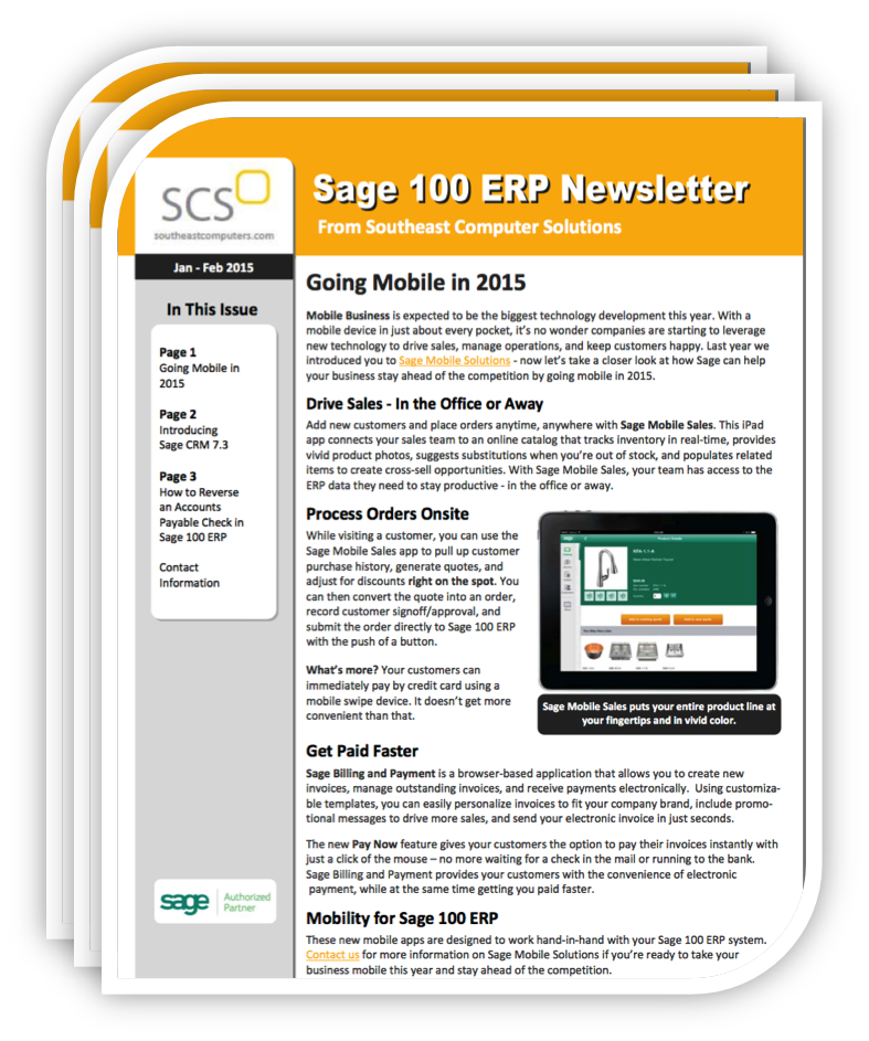 Sage 100 Newsletter: Going Mobile 2015