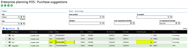 Enterprise Planning POS - Purchase Suggestions