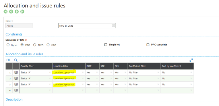 how to set up allocation rules and pick sequence in Sage Enterprise Management (Sage X3)