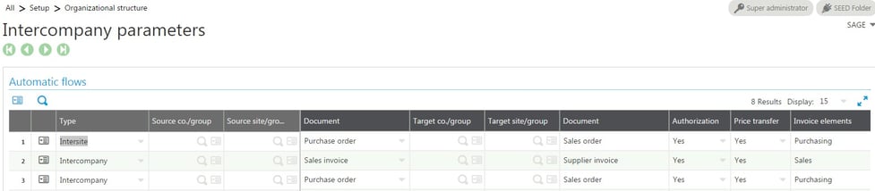 setting up intercompany transactions in Sage Enterprise Management (Sage X3)