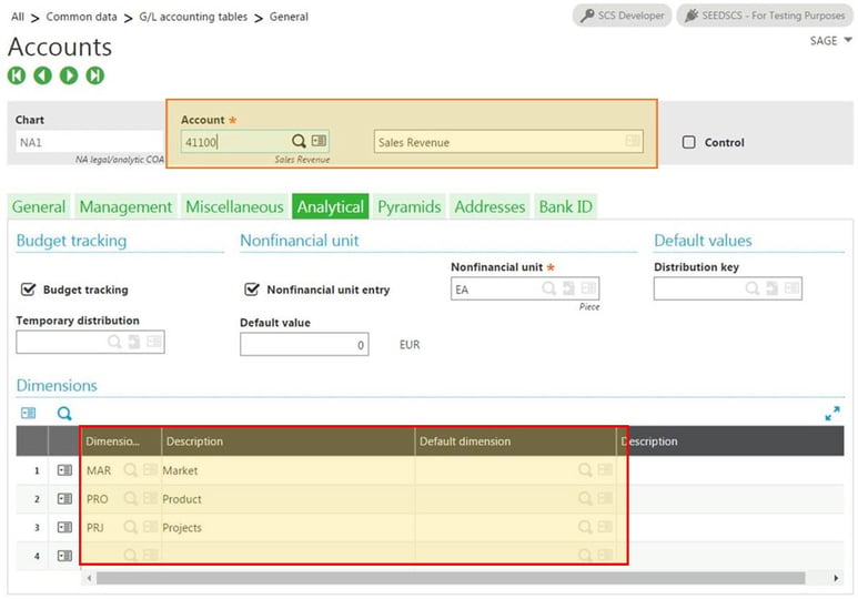 dimensional accounting in Sage Enterprise Management (Sage X3)