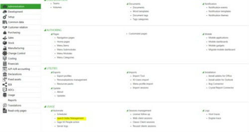 search index management in Sage Enterprise Management (Sage X3) search index management in Sage Enterprise Management (Sage X3)