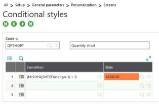 conditional formatting in Sage Enterprise Management (Sage X3) conditional formatting in Sage Enterprise Management (Sage X3)