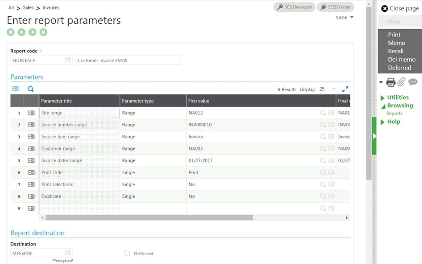 email a report in Sage Enterprise Management (Sage X3)