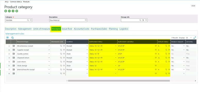 how to assign a product status in Sage Enterprise Management