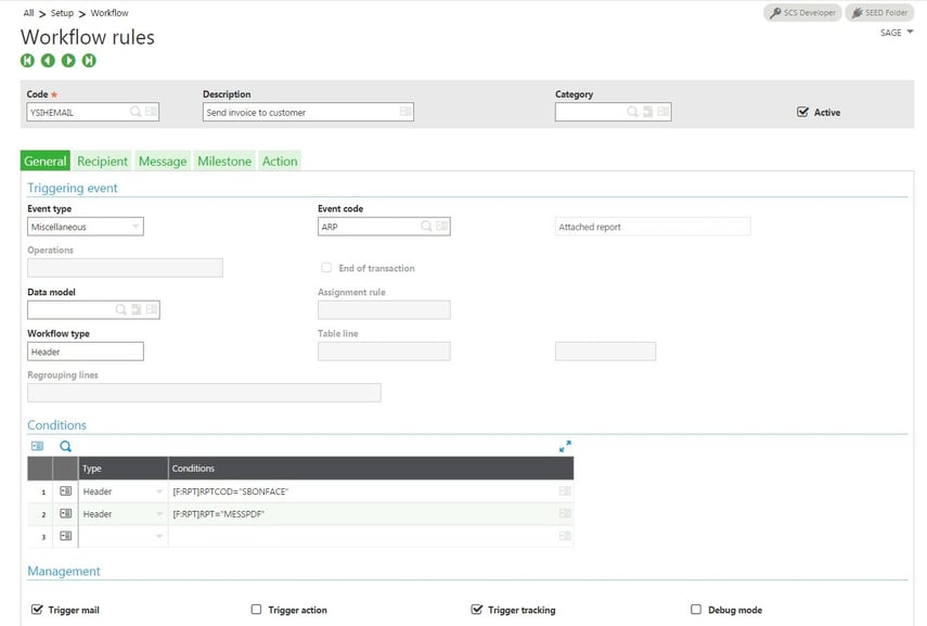 email a report in Sage Enterprise Management (Sage X3)