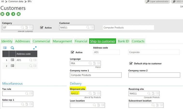 setting up intercompany transactions in Sage Enterprise Management (Sage X3)