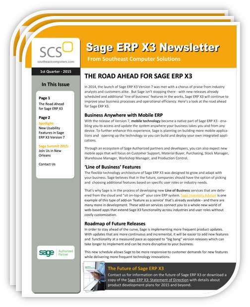 Sage ERP X3 Newsletter | The Road Ahead