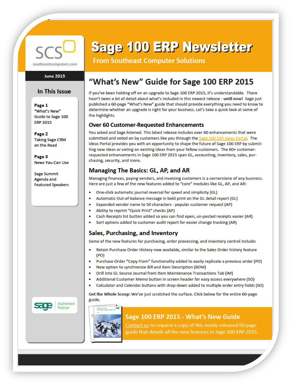 What’s New Guide for Sage 100 ERP 2015